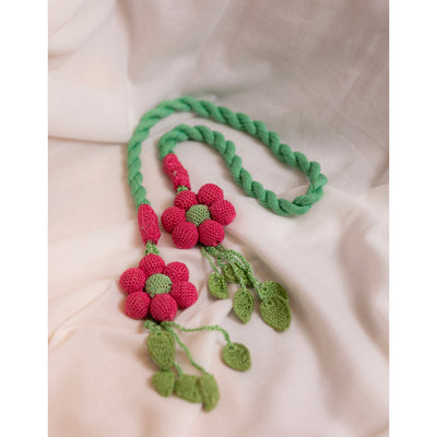 Curtain Tie Backs (Set of 2) ~ Kono Pink Flower & Leaves