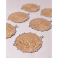 Ziba Round Coasters (Set of 6) ~  Silver Beige