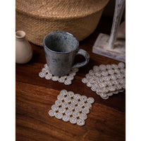 Square Coasters (set of 6) ~  Silver Beige