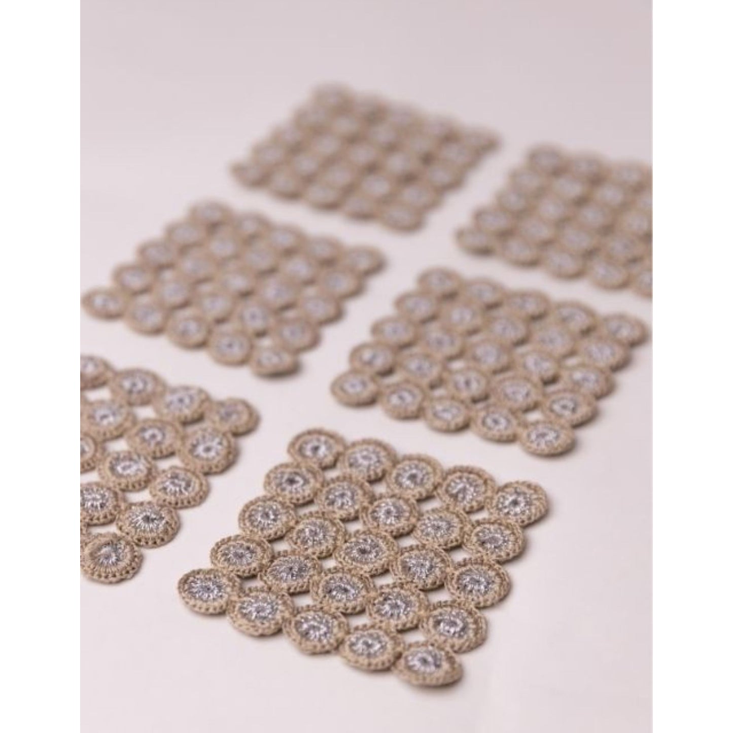 Square Coasters (set of 6) ~  Silver Beige