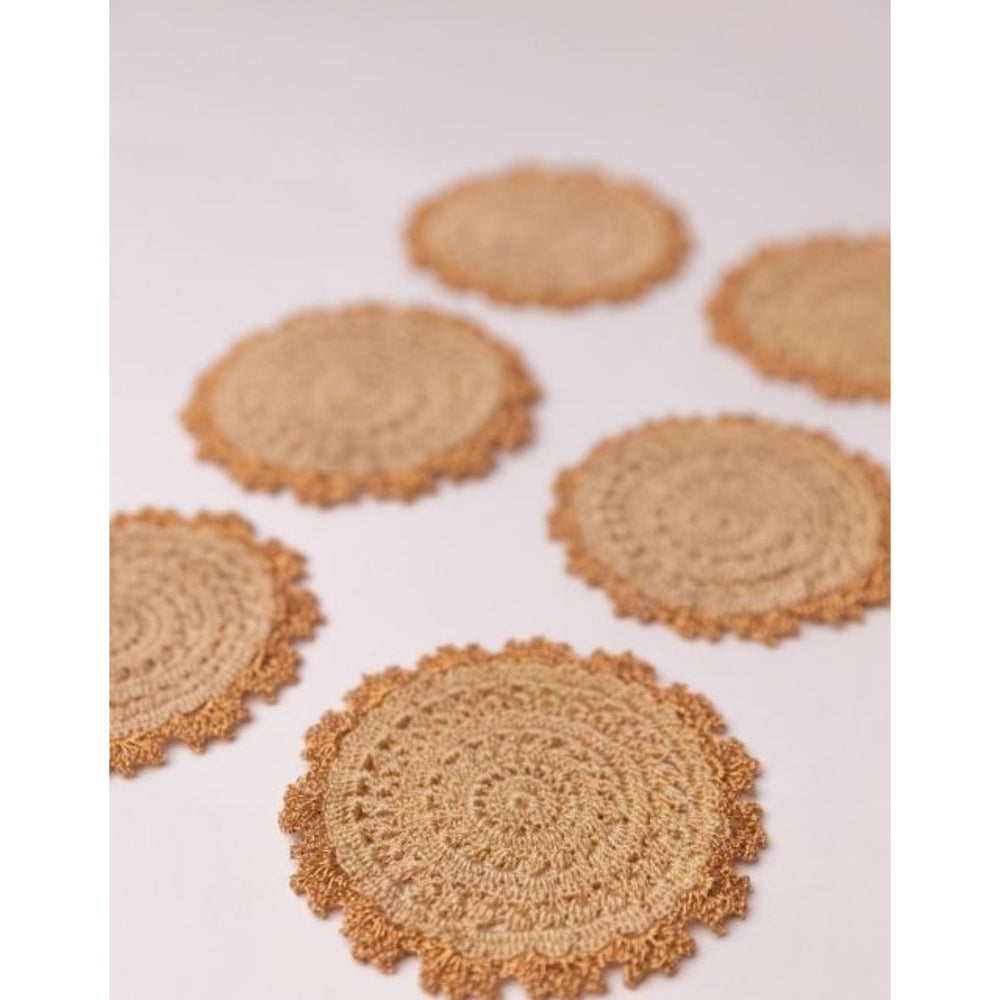 Ziba Round Coasters (Set of 6) ~  Copper Beige