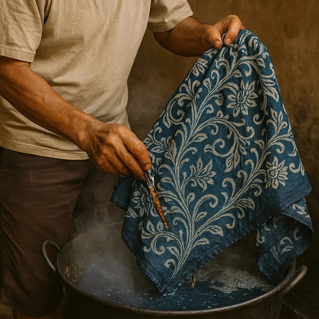 Boiling the cloth to remove wax