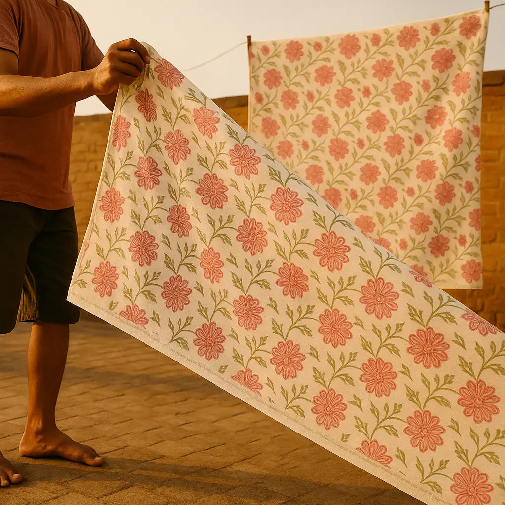 Drying sanganeri fabric
