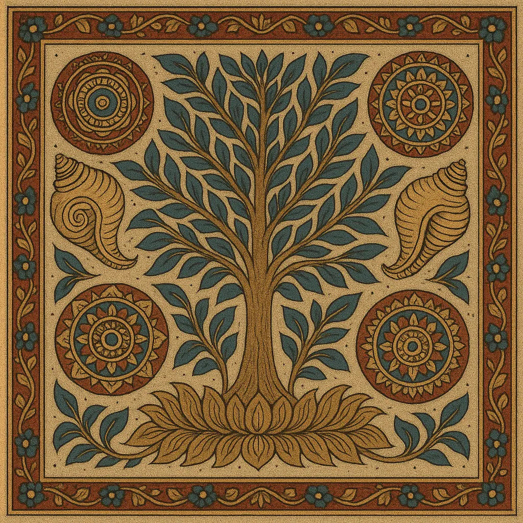 Kalamkari shankh motifs