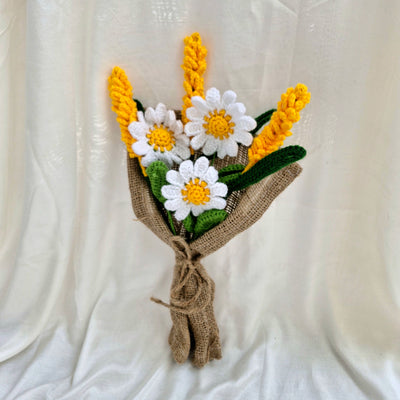 Handmade Flower Bouquet Set Of 3 White Daisy And 3 Yellow Lavender