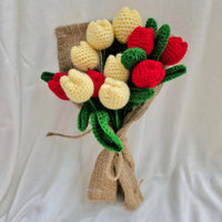 Handmade Flower Bouquet Set Of 6 Red Tulip + 6 Yellow Tulip