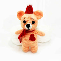 Handmade Crochet Love Peach Teddy Toy