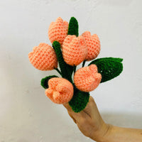 Handmade Flower Bunch Set Of 6 Peach Tulip