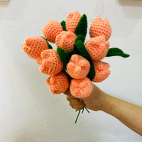 Handmade Flower Bunch Set Of 12 Peach Tulip