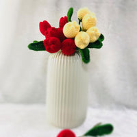 Handmade Flower Bunch (Without The Vase) Set Of 6 Red Tulip And 6 Yellow Tulip