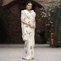 Ankita Cream Chiffon Handwork Saree