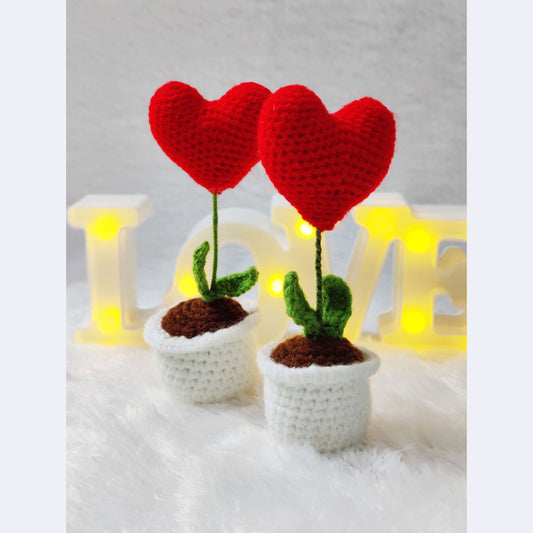 Handmade Crochet Heart Flowerpot Set Of 2