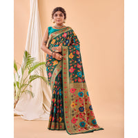 Radhika Dark Green Paithani Silk Handwork Saree