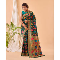 Radhika Dark Green Paithani Silk Handwork Saree