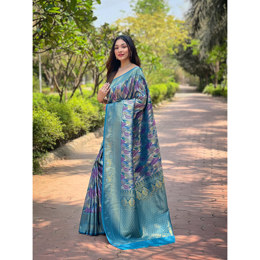 Green - Anushka Denim Kanchipattu Handwork Silk Saree