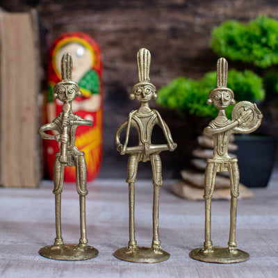 Dhokra Art Brass Metal Tribal Musician (Set of 3)