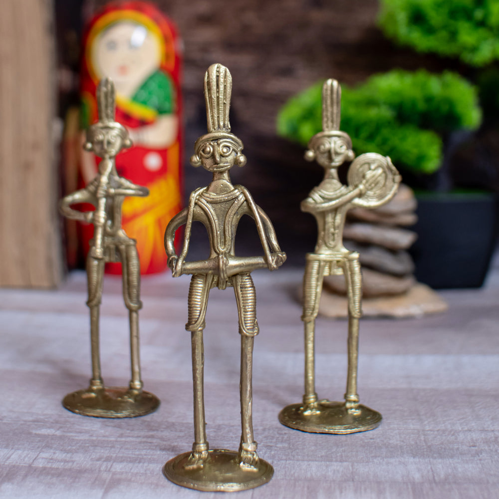 Dhokra Art Brass Metal Tribal Musician (Set of 3)