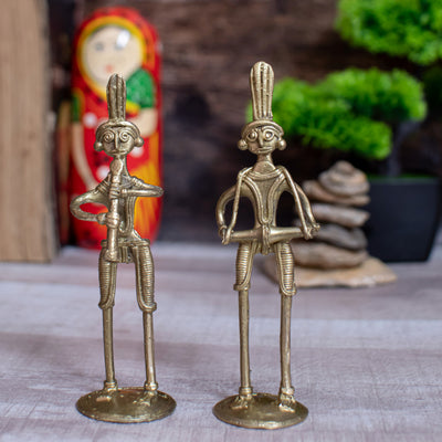 Dhokra Art Brass Metal Tribal  Musician (Set of 2)