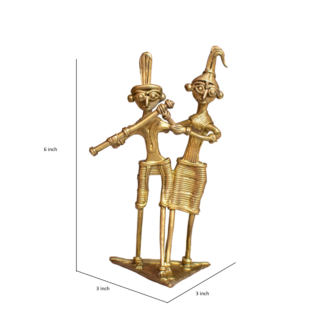 Dhokra Art Brass Metal Tribal Couple Dancer