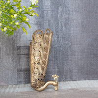 Dhokra Art Brass Metal Peacock Shaped Wall Mounted Pen Stand