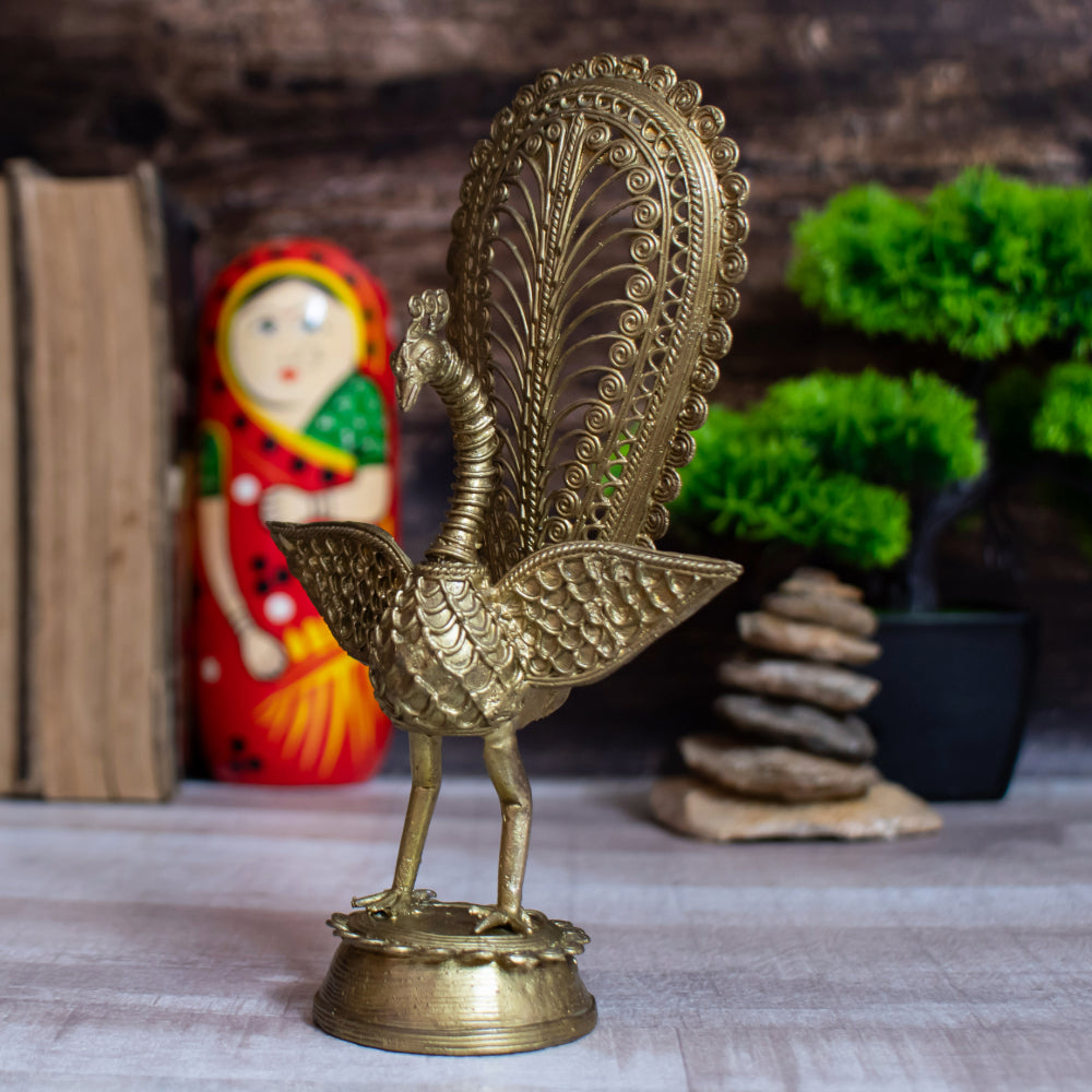 Dhokra Art Brass Metal Peacock