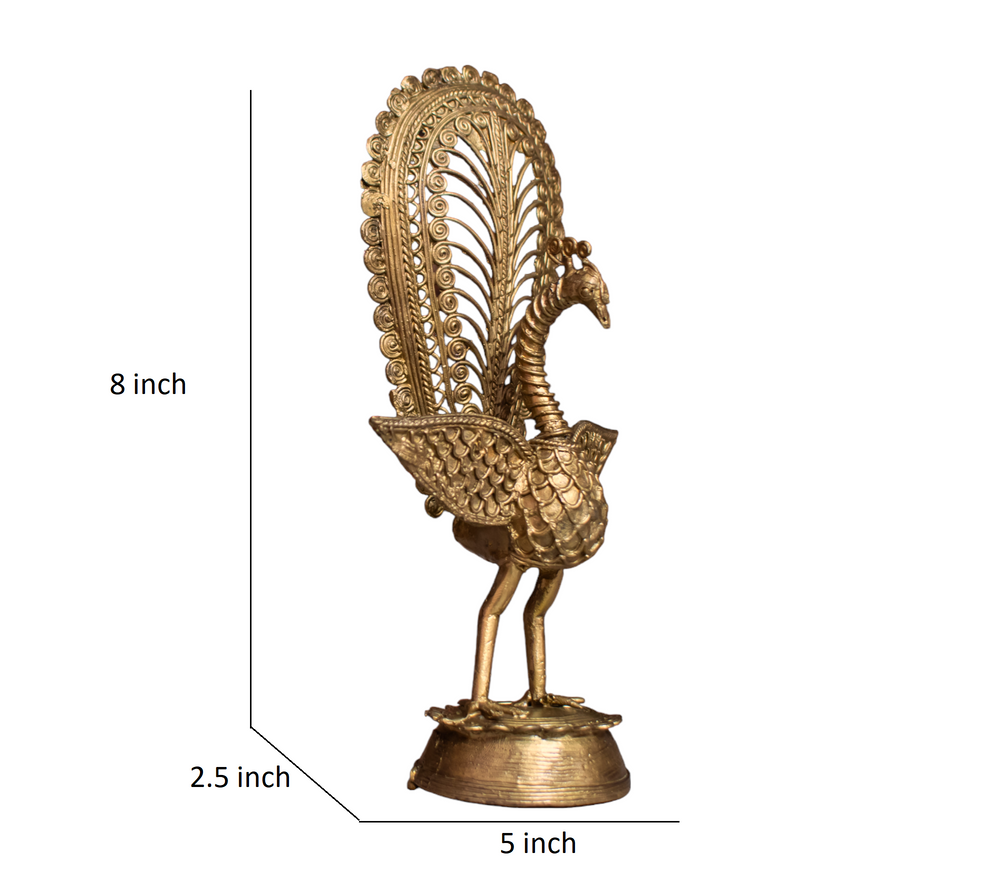 Dhokra Art Brass Metal Peacock