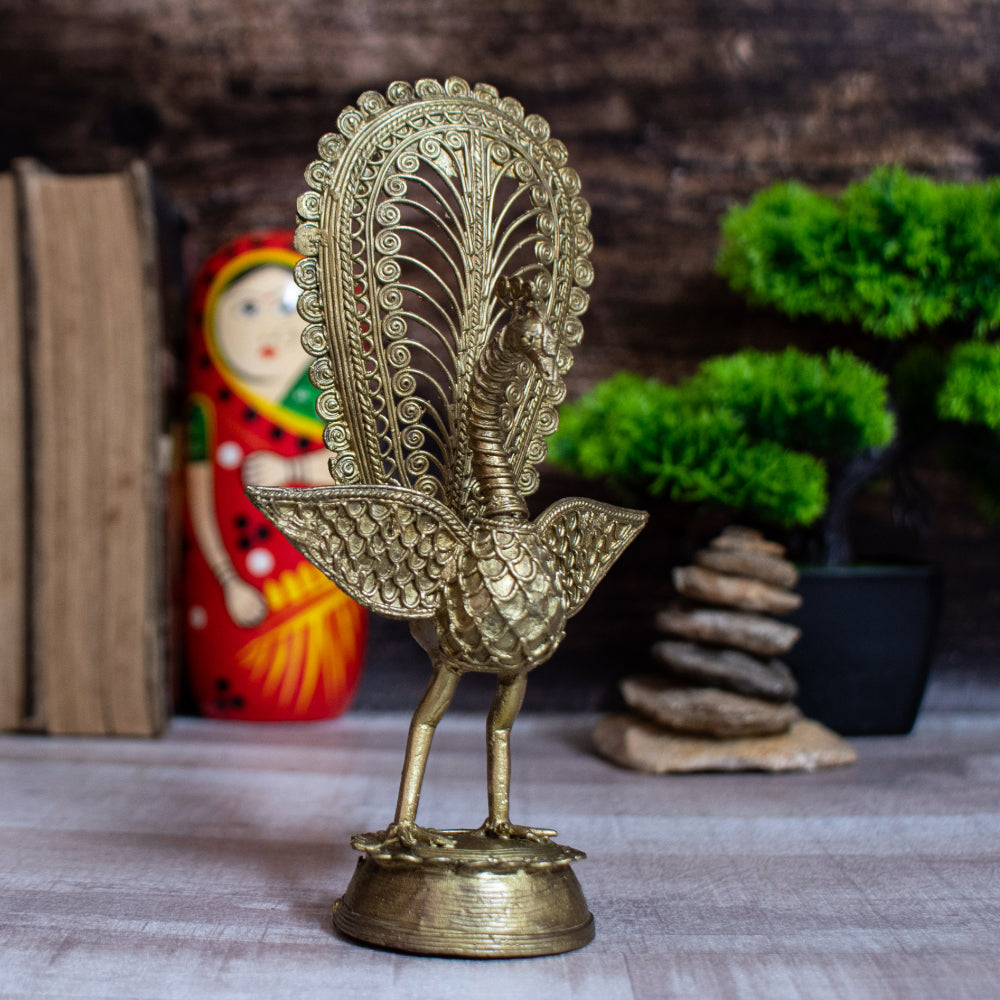 Dhokra Art Brass Metal Peacock