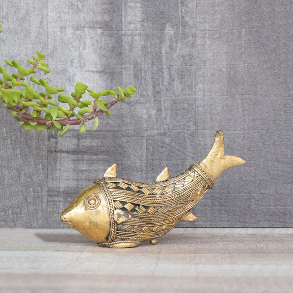 Dhokra Art Brass Metal Fish