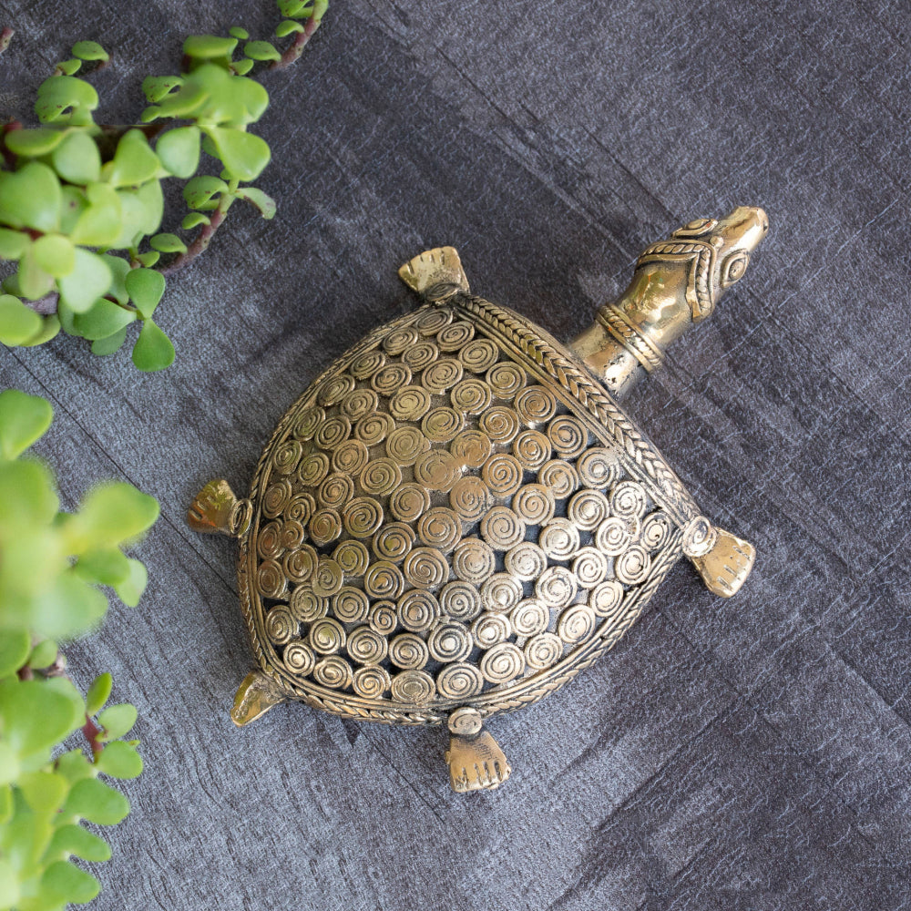 Dhokra Art Brass Metal Turtle Vastu Showpiece