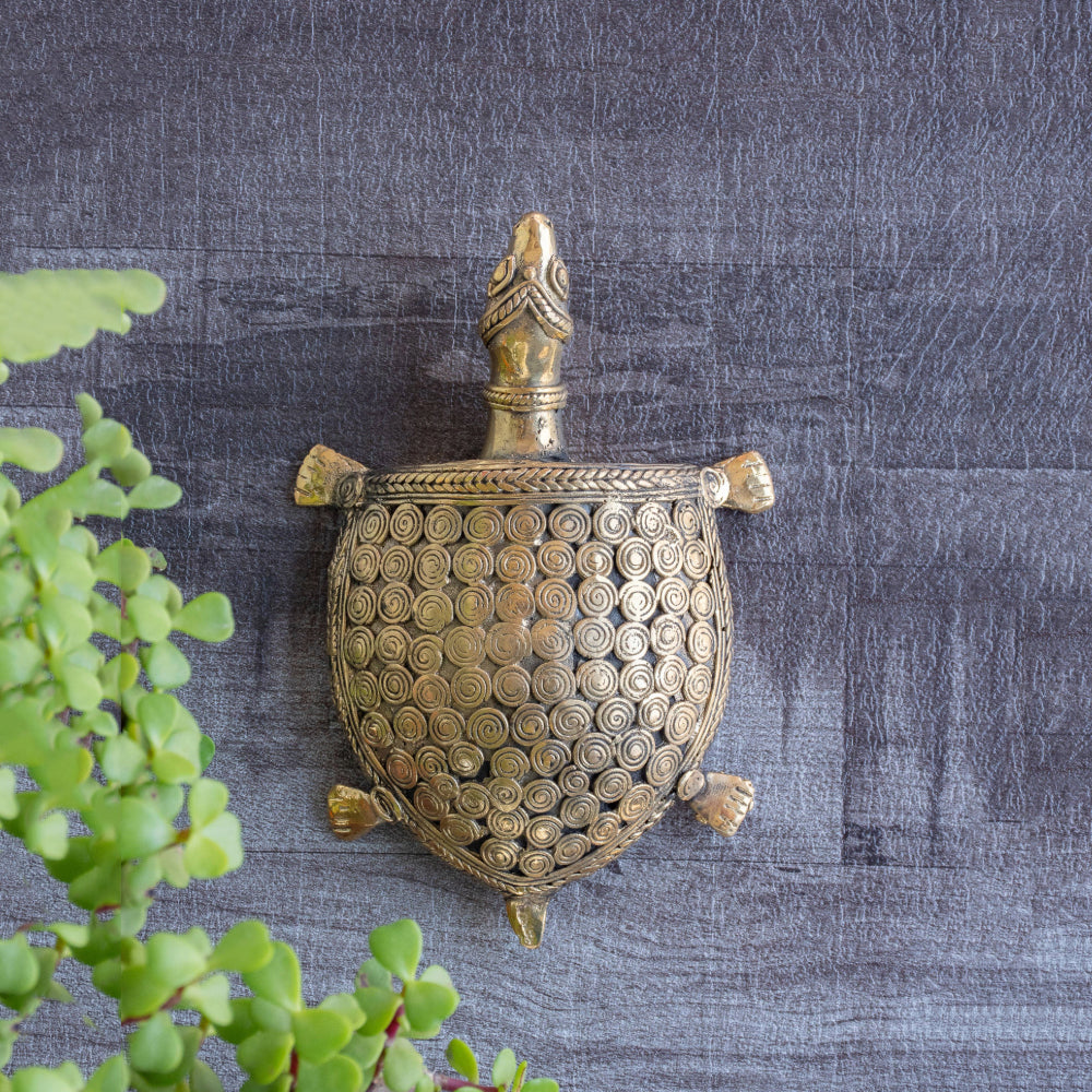 Dhokra Art Brass Metal Turtle Vastu Showpiece