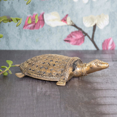 Dhokra Art Brass Metal Turtle Vastu Showpiece