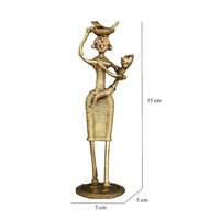 Dhokra Art Brass Metal Woman with Baby and Fish Basket