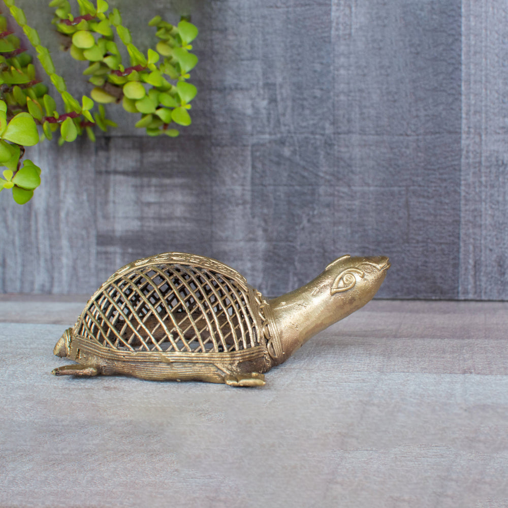 Dhokra Art Brass Metal Turtle Vastu Showpiece