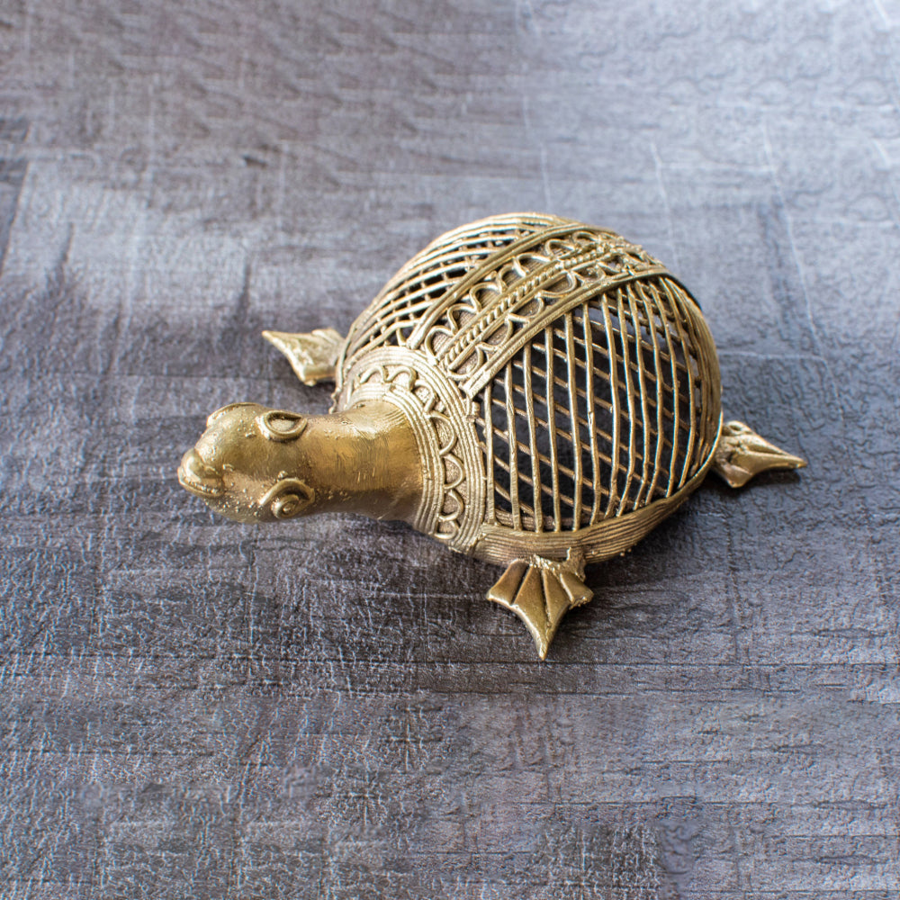 Dhokra Art Brass Metal Turtle Vastu Showpiece