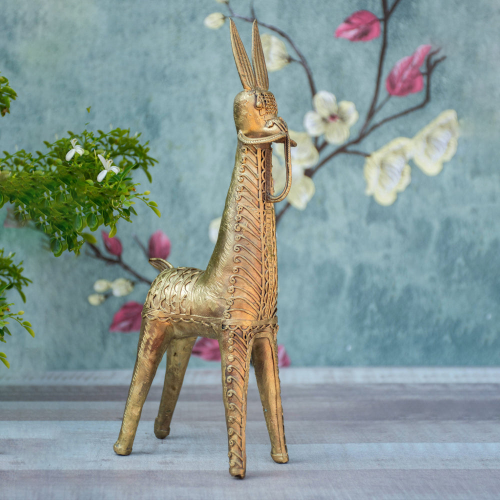 Dhokra Art Brass Metal Horse 12''