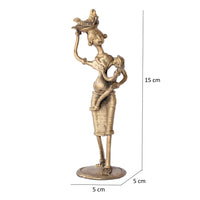 Dhokra Art Brass Metal Woman with Baby and Fish Basket