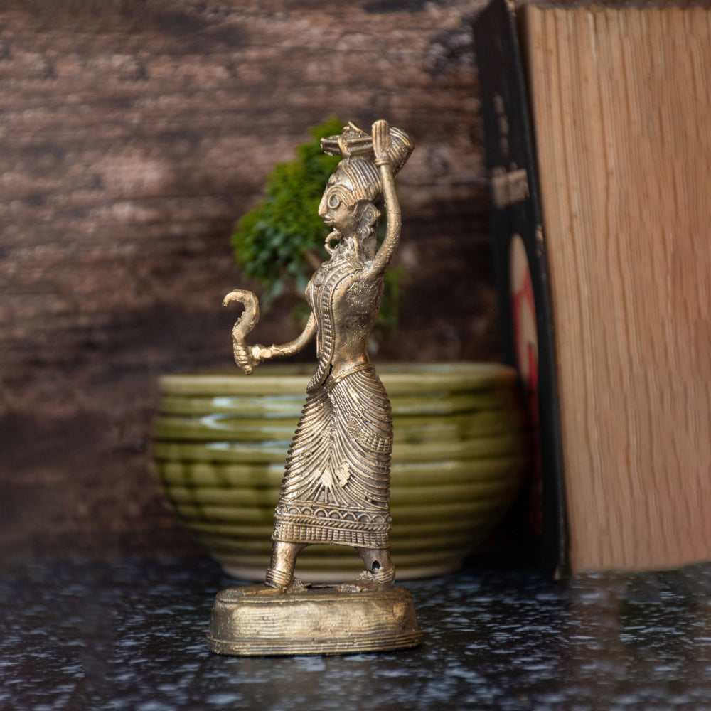 Dhokra Art Brass Metal Farmer Woman