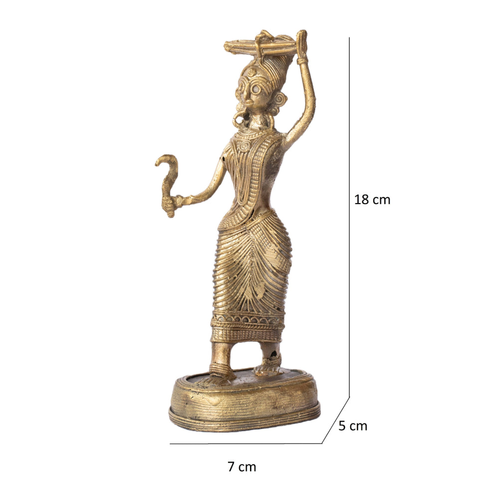 Dhokra Art Brass Metal Farmer Woman