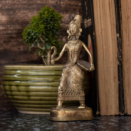 Dhokra Art Brass Metal Farmer Woman