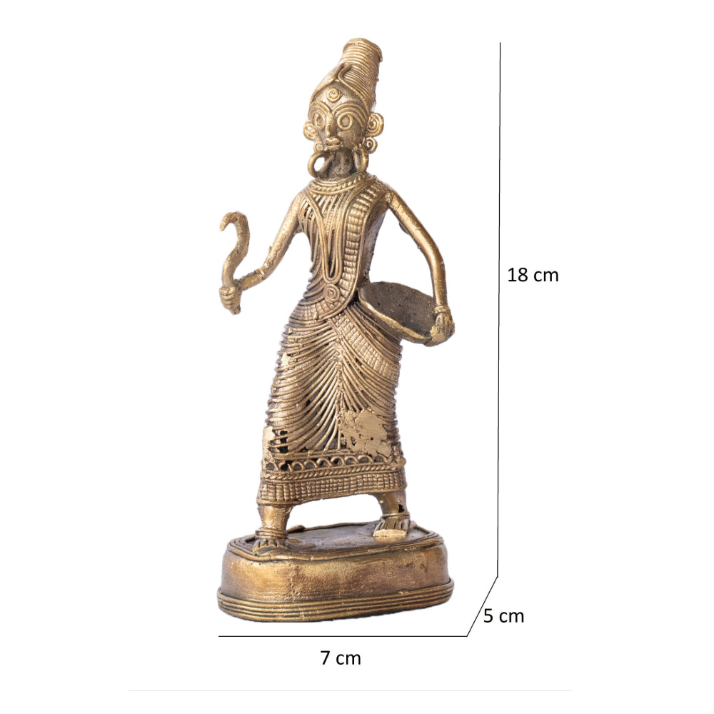 Dhokra Art Brass Metal Farmer Woman