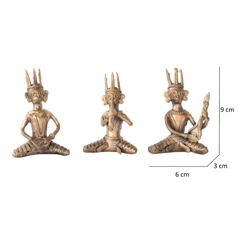 Dhokra Art Brass Metal Musician (set of 3)