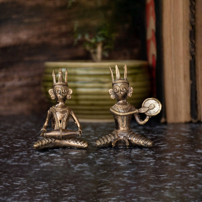 Dhokra Art Brass Metal Musician (set of 2)