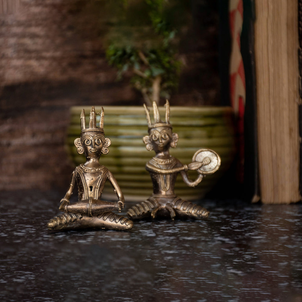 Dhokra Art Brass Metal Musician (set of 2)