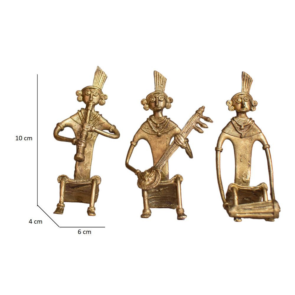 Dhokra Art Brass Metal Musician (set of 3)