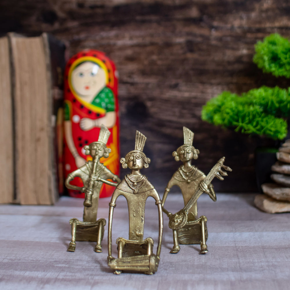 Dhokra Art Brass Metal Musician (set of 3)