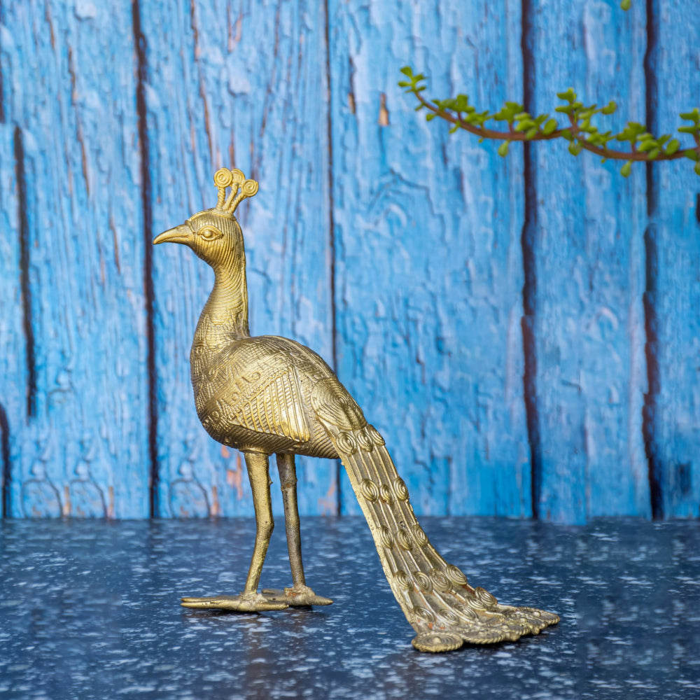 Dhokra Art Brass Metal Peacock