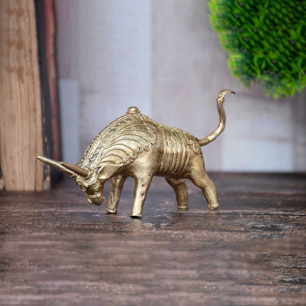 Dhokra Art Brass Fighting Bull