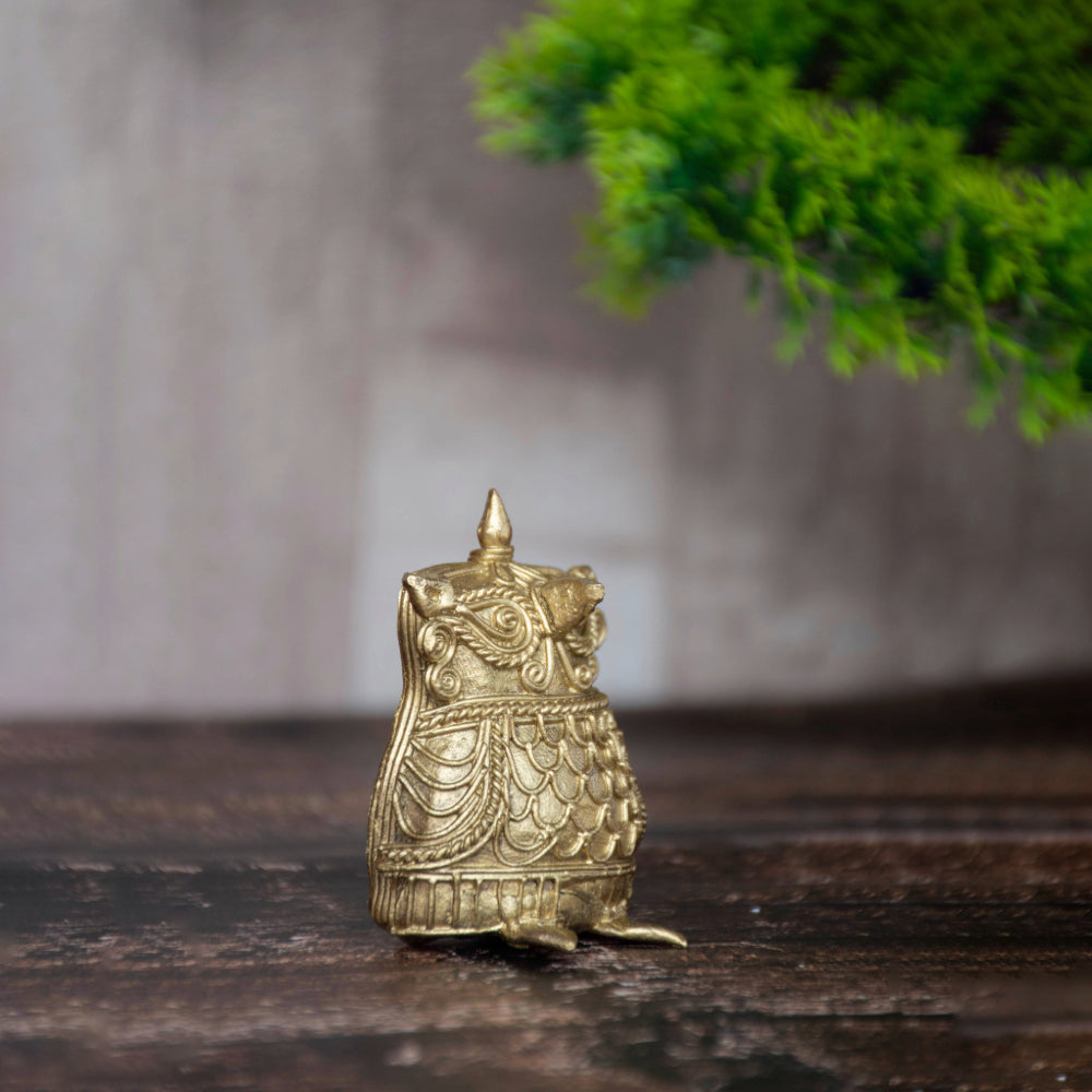 Dhokra Art Brass Metal Owl Vastu Showpiece