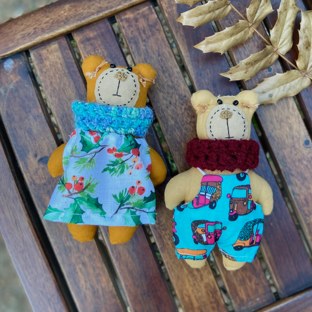 The Good Gift Set of 2 Dolls Bears Cotton Fabric Toy