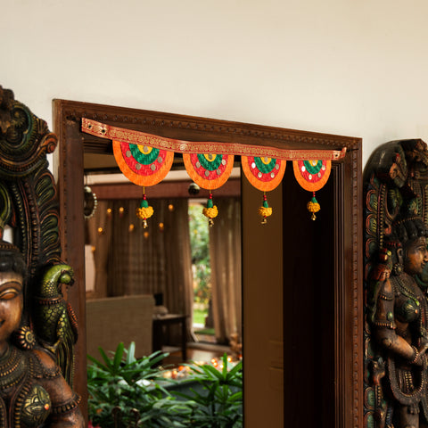 Handcrafted satrangi marigold bamboo toran